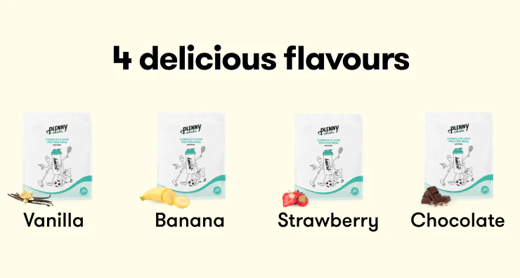 Les différentes saveurs des Plenny Shake Active Jimmy Joy