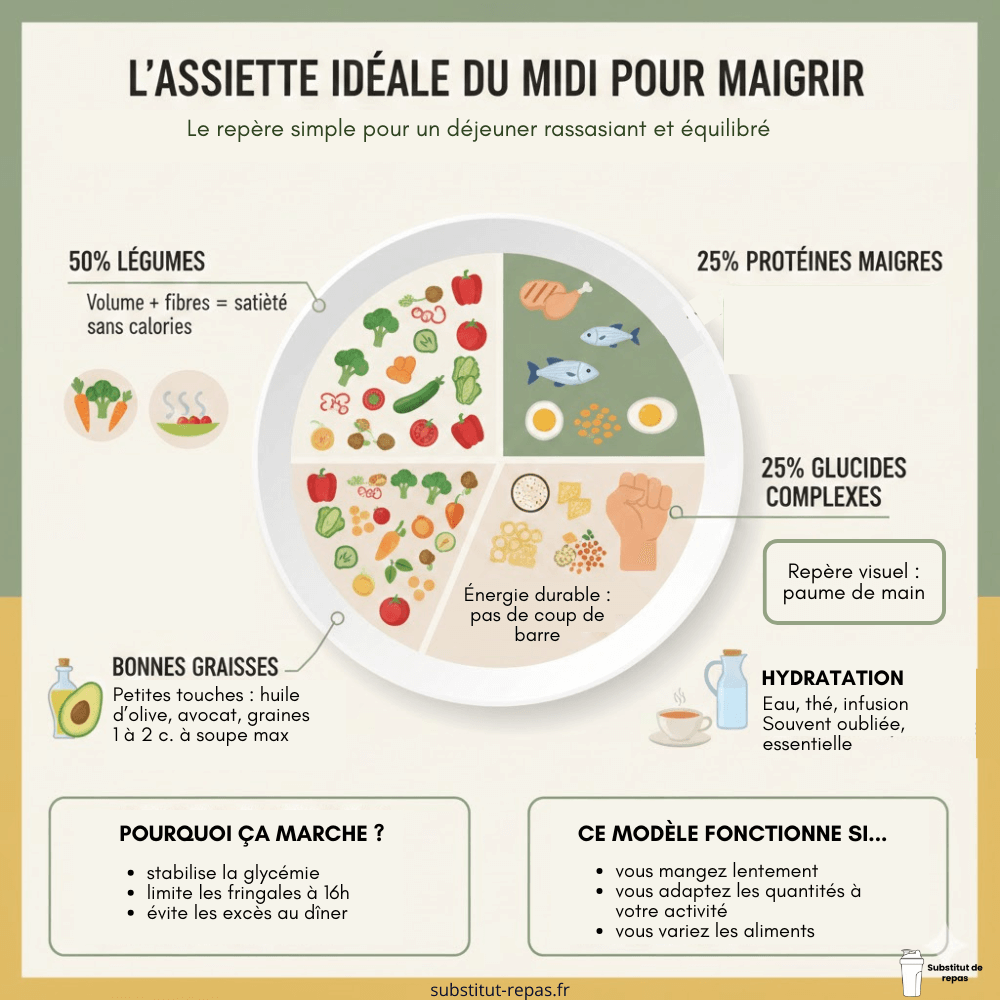 Assiette idéale du midi pour maigrir