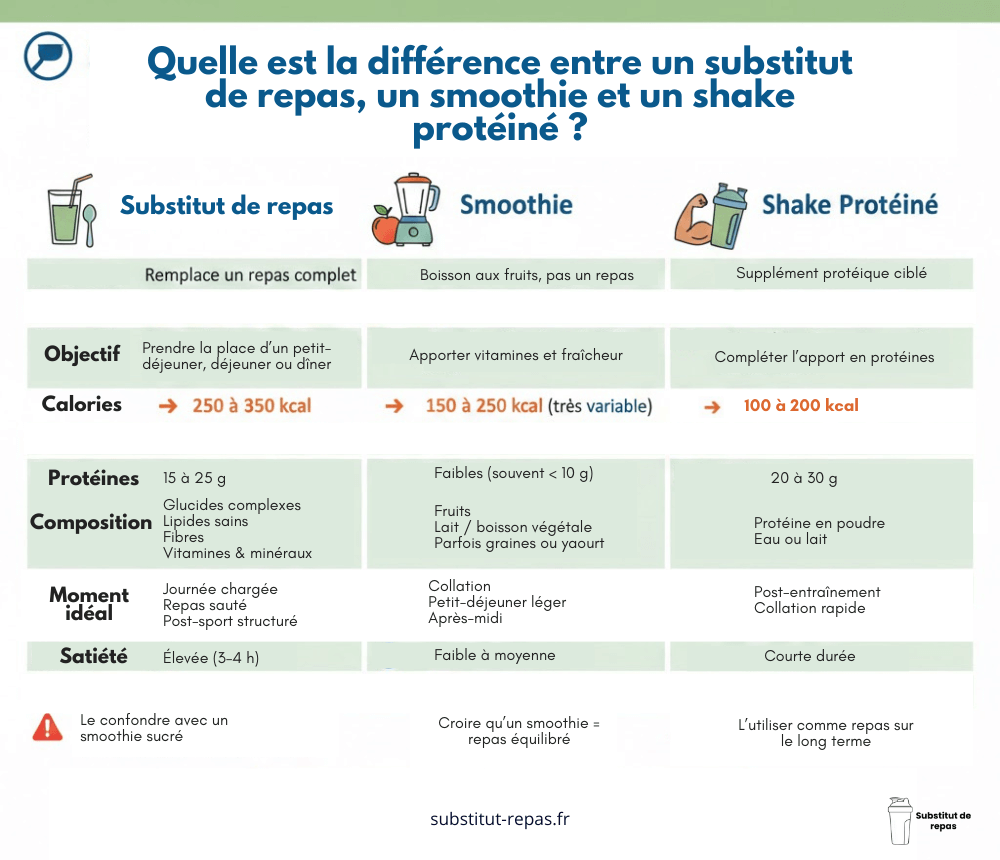 Différence substitut repas, smoothie et shake protéiné