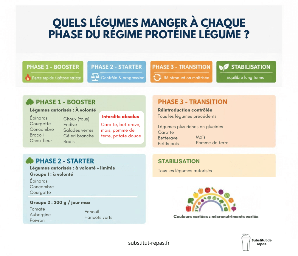 Quels légumes manger à chaque phase du régime protéine légume