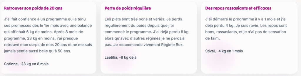 Avis des clients de Régime Box
