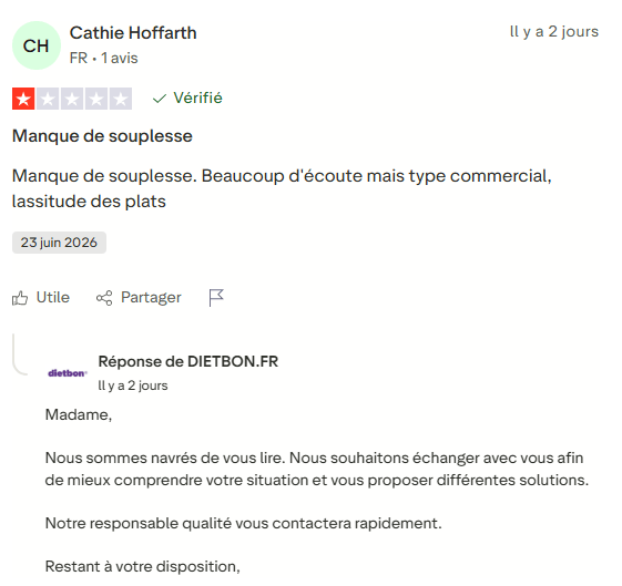 Avis négatif Dietbon